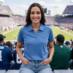 Cutter & Buck NFL Polo Shirt Womens L Large Blue CB DryTec Short Sleeve Football